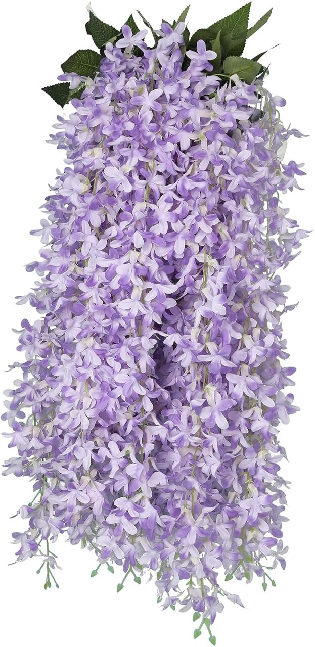 Artificial Lilac Flowers Garland 8Pcs- 24 Branches 33.5in Fake Syringa Wisteria Vines